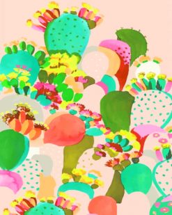 Colorful Cactus Illustration paint by numbers