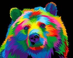 Colorful Pop Art Bear paint by numbers