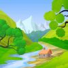 Green Landscape Illustration paint by number