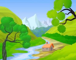 Green Landscape Illustration paint by number