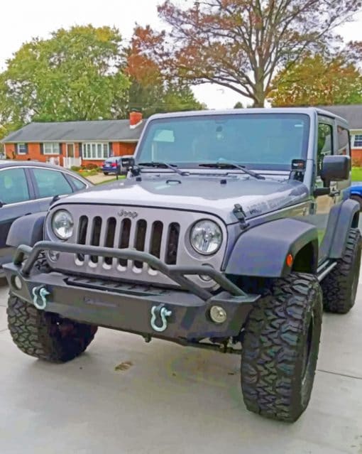 Grey Jeep Wrangler paint by numbers