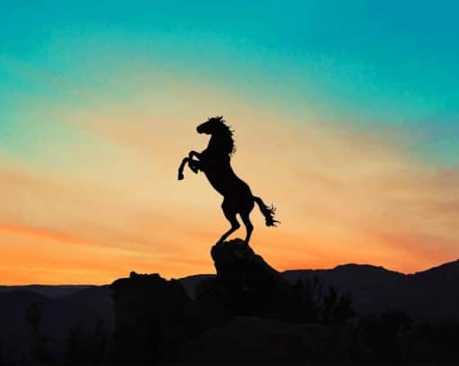 Horse Jumping Silhouette paint by number