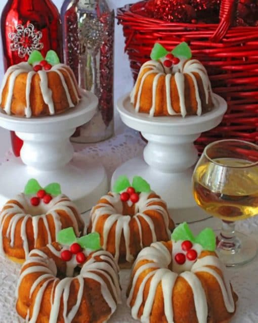 Mini Christmas Cakes paint by numbers