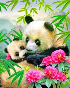 Mom And Baby Panda paint by numbers