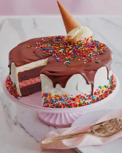 Neapolitan Ice Cream Cake paint by numbers