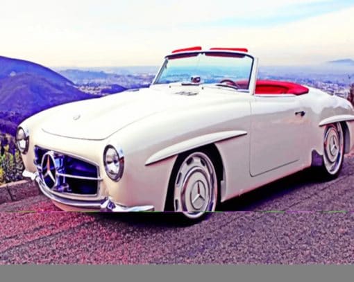 Old White Mercedes Benz Classic paint by numbers