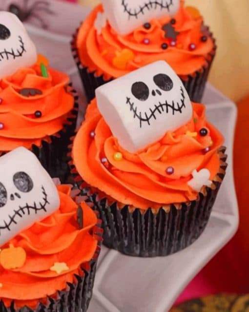 Orange Cupcakes Halloween paint by numbers