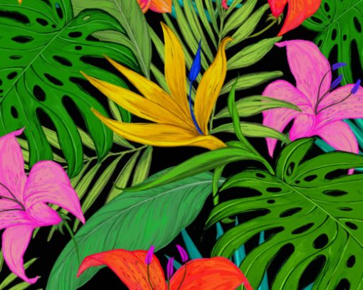 Pattern Tropical Flowers paint by number