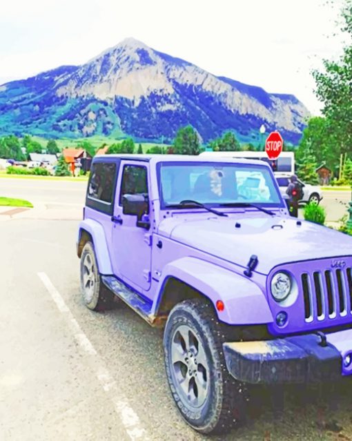 Purple Jeep In Crested Butte paint by numbers