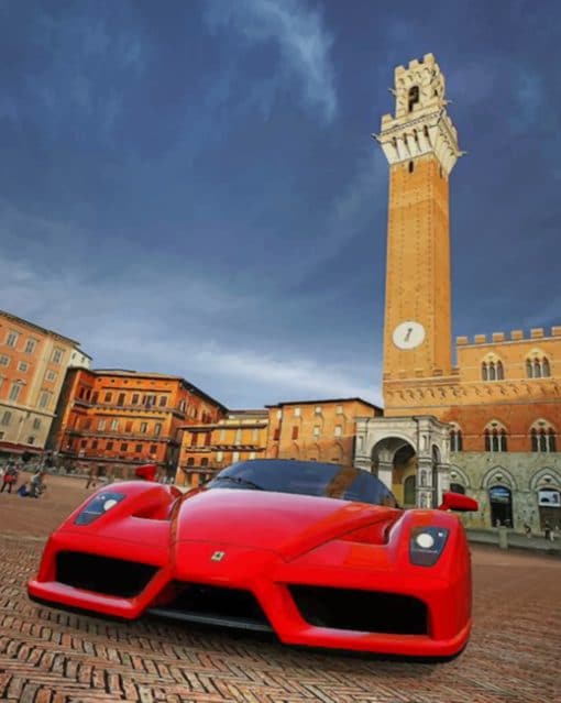 Red Ferrari In Palazzo Pubblico paint by numbers