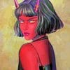 Red Tiefling Female paint by numbers