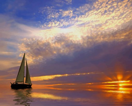 Sailing At Sunset paint by number