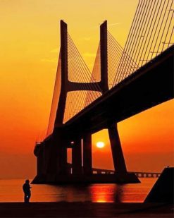 Silhouette Vasco da Gama Bridge paint by numbers