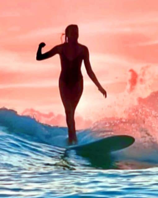 Surfing Girl Silhouette paint by numbers