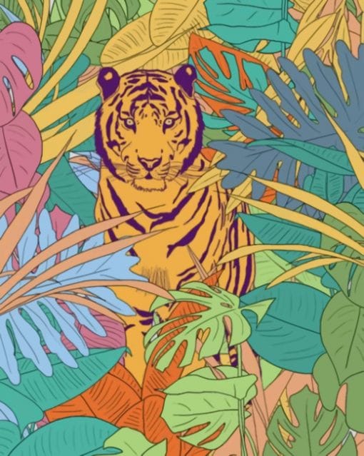 Tiger art illustration paint by numbers