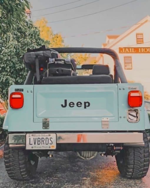 Vintage White Jeep Wrangler paint by numbers