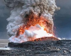 Volcano In The Middle Of The Ocean paint by number