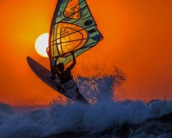 Windsurfing Silhouette paint by number