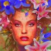 Woman Face Surrounded By Flowers paint by number