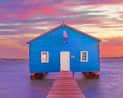 Wooden Hut Beach Sunset paint by numbers