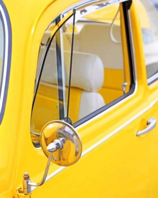 Yellow Volkswagen Beetle Side Mirror paint by numbers