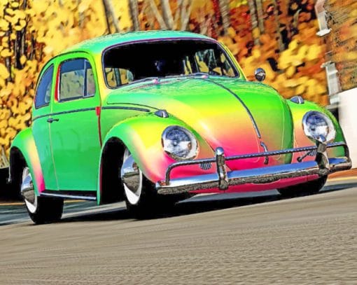 Colorful Volkswagen Beetle paint by numbers