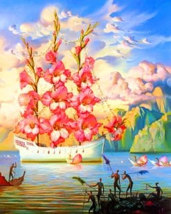 Floral Sailboat Art paint by numbers