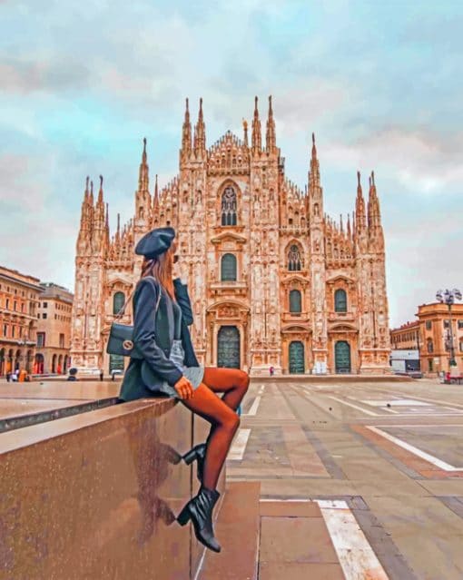 Girl In Duomo Milano paint by numbers