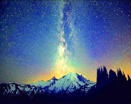 Night Sky Galaxy Mountain paint by numbers