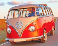 Orange Volkswagen Bus paint by numbers