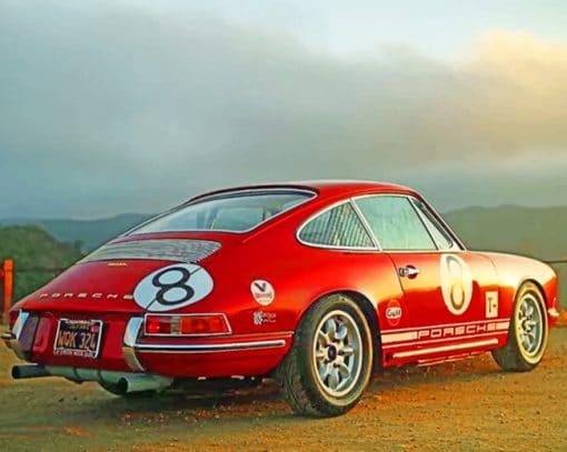 Red Porsche 911 paint by numbers