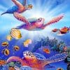 Sea Turtles And Fishes paint by numbers