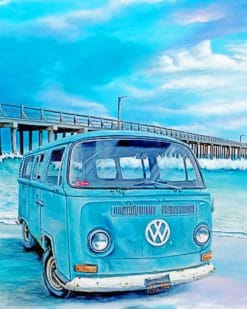 VW Bus At Beach paint by numbers