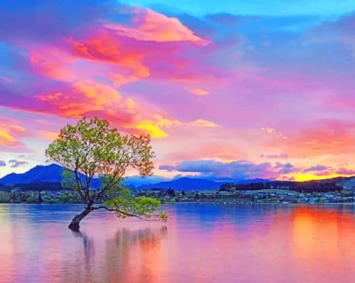 Wanaka Lake Sunrise paint by numbers