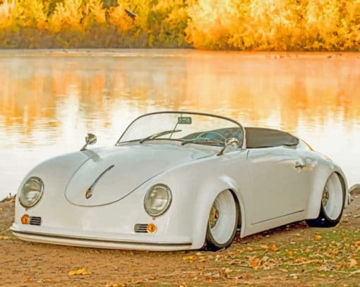 White Porsche 356 paint by numbers