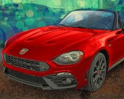 Abarth Red Sport Car Paint by numbers