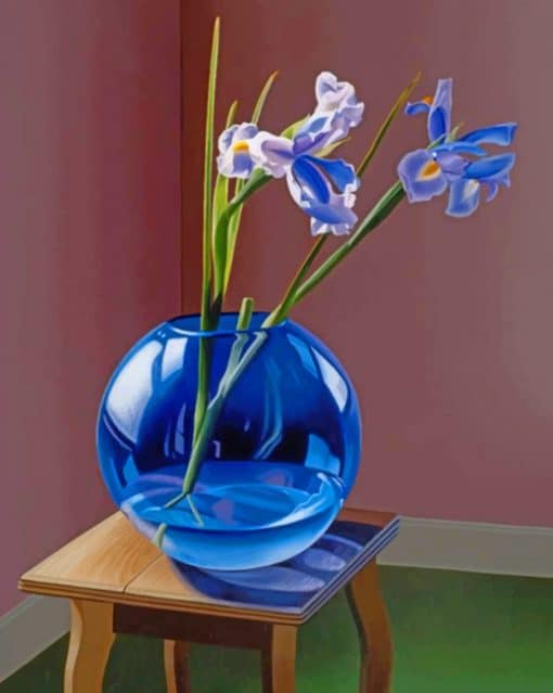 Aesthetic Blue Glass Vase Paint by numbers