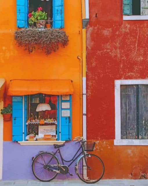 Bike And Colorful Wall Paint by numbers