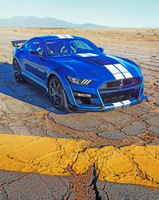 Blue Ford Mustang paint by numbers