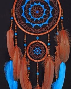 Brown And Blue Dream Catcher Paint by numbers