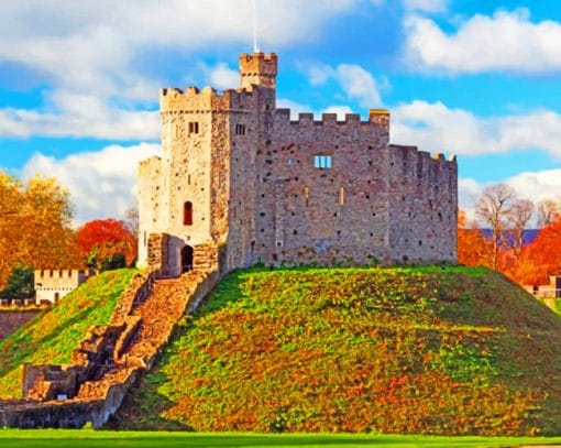 cardiff castle wales paint by numbers