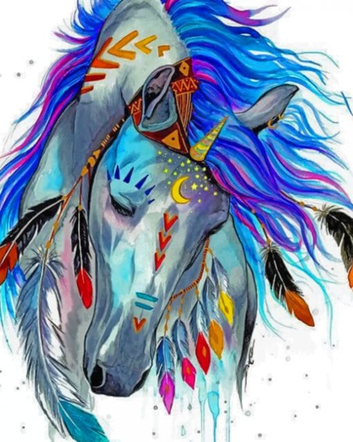 Colorful Native Horse paint by numbers