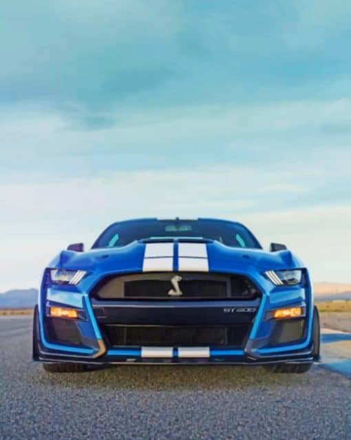 Blue Ford Mustang paint by numbers