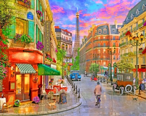 Paris France Street paint by numbers