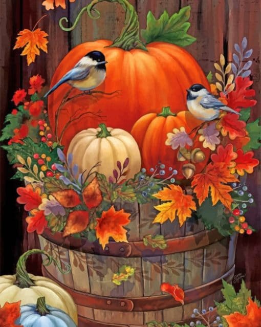 Pumpkins And Bird paint by numbers