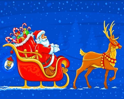 Santa With Sleigh paint by numbers