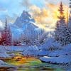 Winter Mountain Landscape paint by numbers