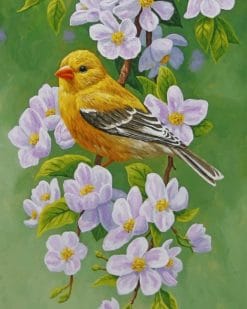 Yellow Bird And White Flowers paint by numbers