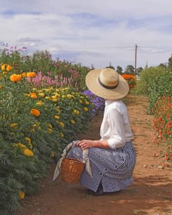 Woman With Hat In Farm Paint by nu