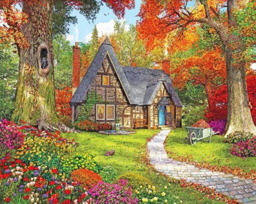 Autumn Cottage paint by numbers